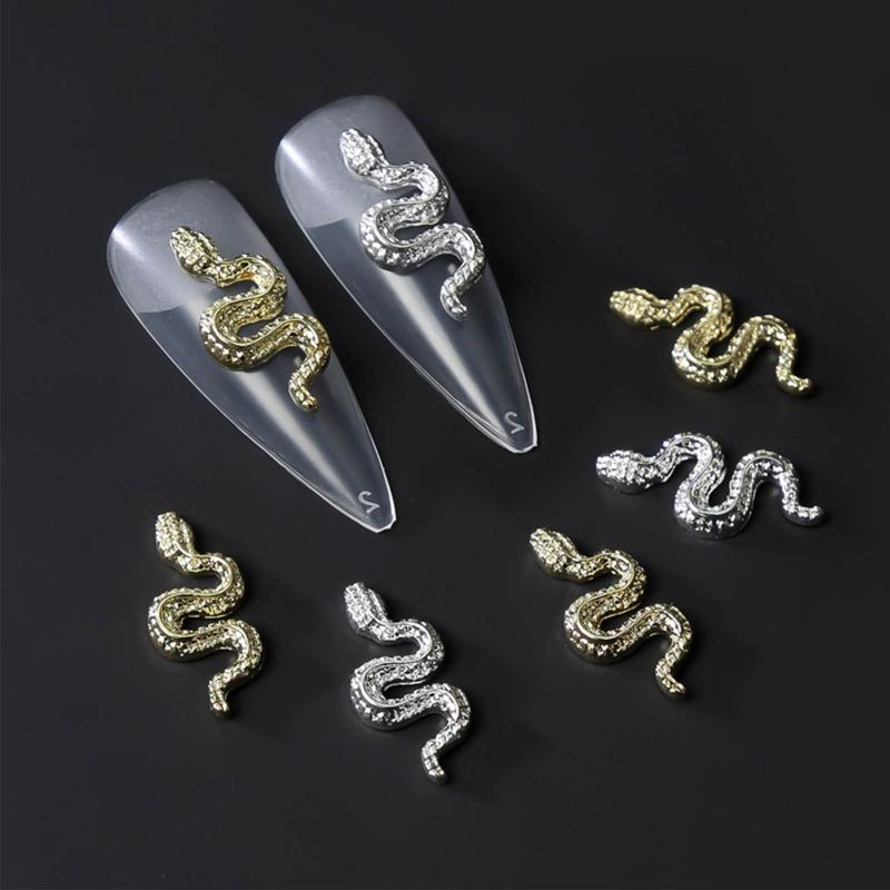 Snake Nail Art Charms 3D Nail Stud Manicure Glitter Alloy Nail Art Decorations