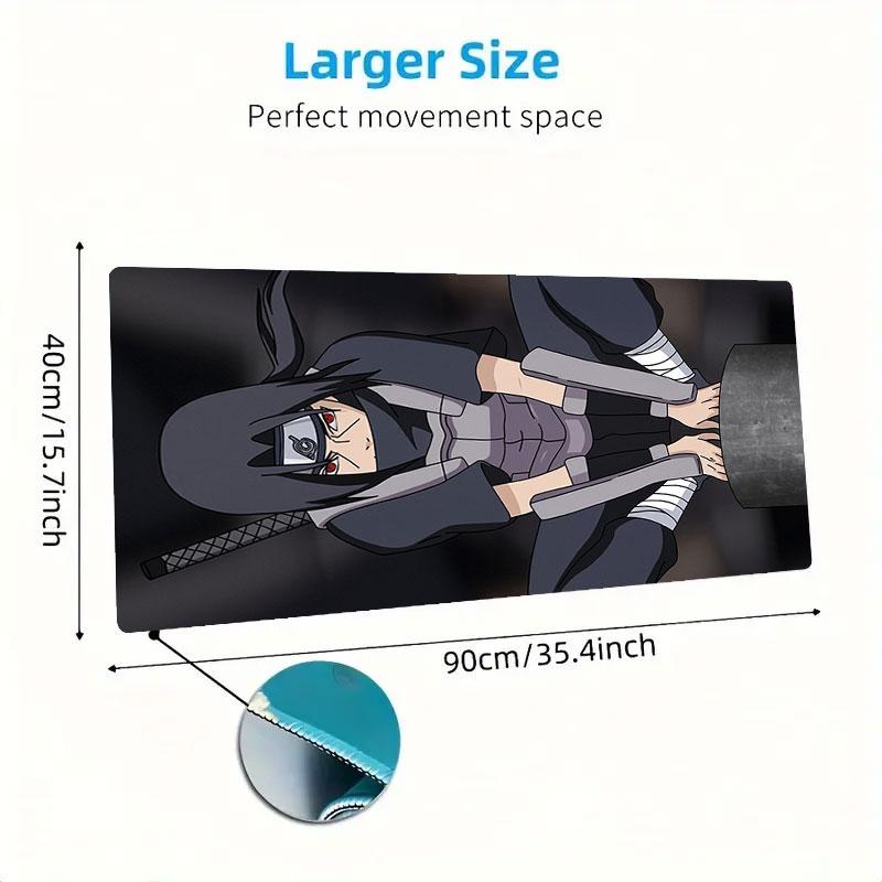 Uchiha Sasuke Mouse Pad, Large Gaming Desk Mat, Non-slip XXL Mousepad for Laptop & Tablet, Mini PC Playmat with Stitched Edges
