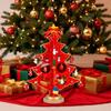 Christmas Tree - SPRINGOS - 29 Cm - Wood with Figurines - Red Decoration - Eco-friendly