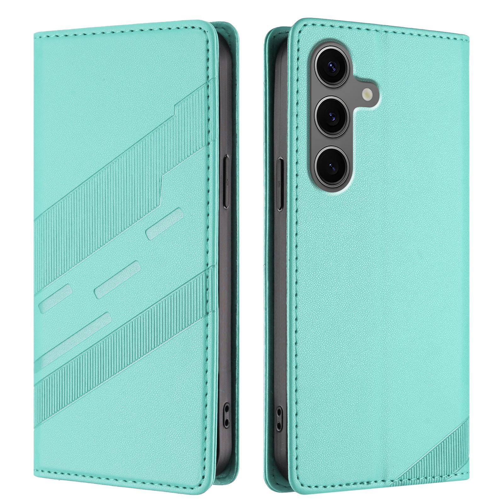 

For Samsung Galaxy S25+ Phone Cases Punk Style Imprinted Wallet Stand Leather Cover Mint Green