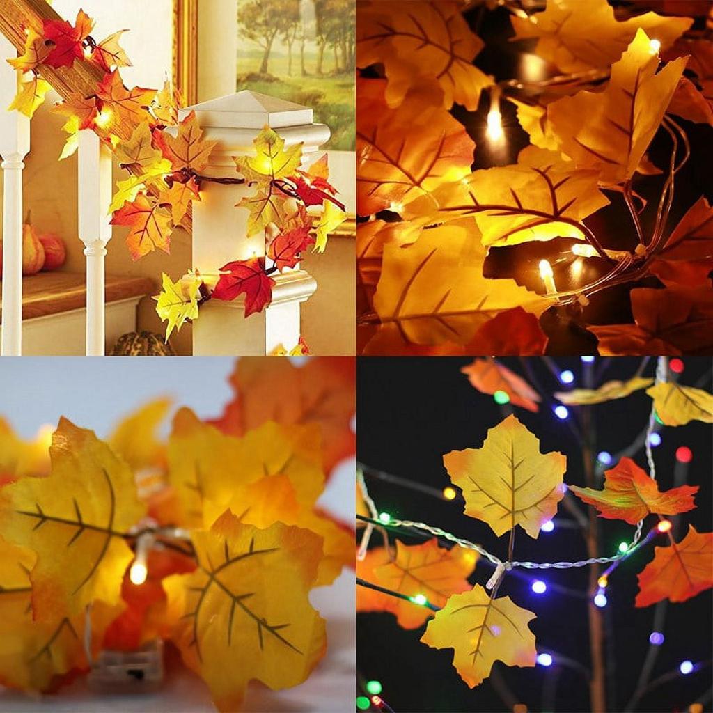 Maple Leaf Decorative Pendant With Light String 3 Meters 20 Meters Maple Leaf Thanksgiving Decoration Does