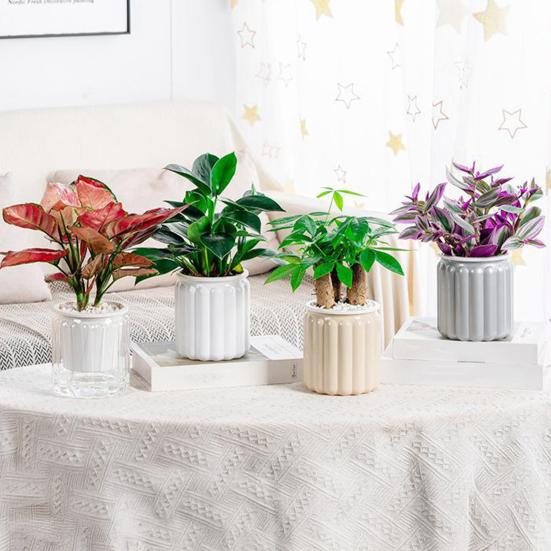 Self Watering Planter Plastic Plant Pot with Inner Pot Modern Decorative Flower Pot for All House Plants Flowers Herbs African Violets