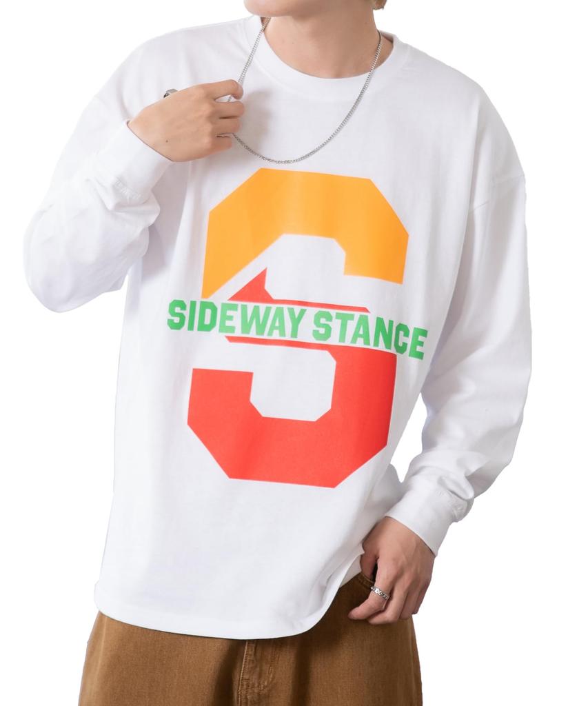 IMPROMES Casual SIDEWAYSTANCE S College Logo Long Sleeve T-Shirt, Men's, White