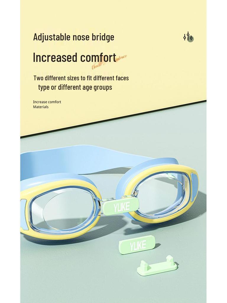 Kids' Waterproof Anti-Fog Swim Goggles with Cap - Medium To Large Fit, Small Frame, High Definition Professional Set.