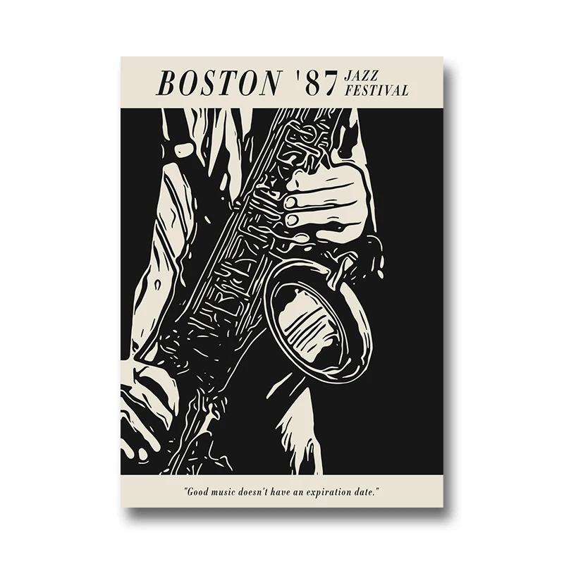 Vintage Jazz Festival Canvas Paintings Retro Jazz Club Poster and Print Wall Art Picture for Living Room Cuadros Home Decoration
