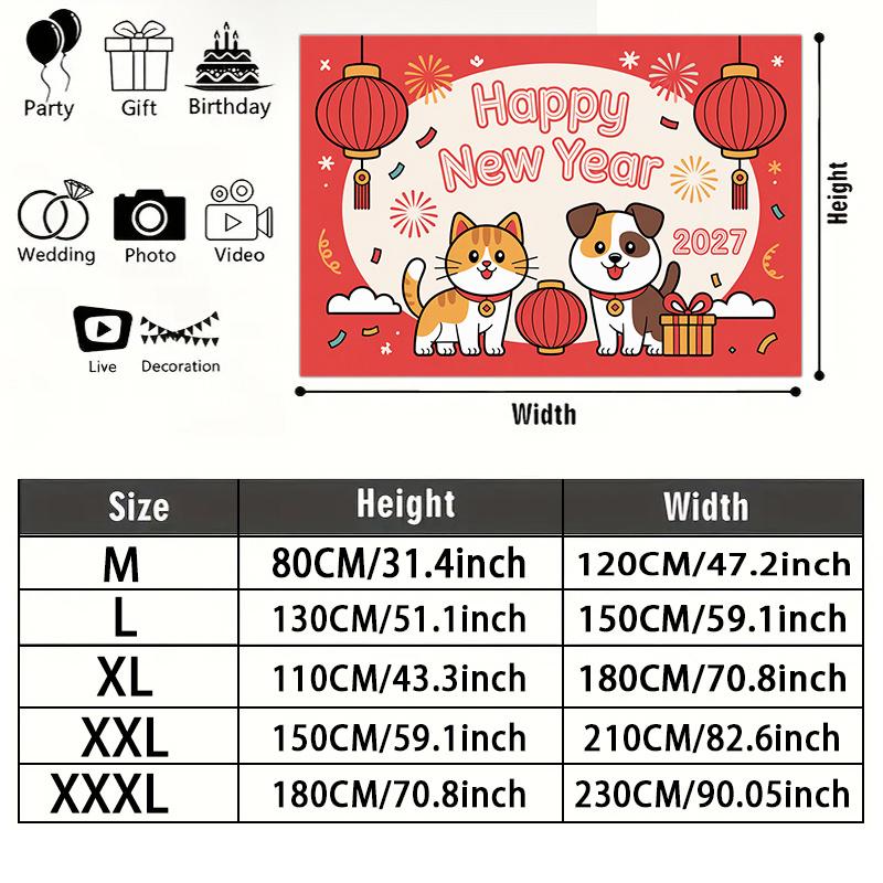 Party Backdrop New Year Red Flat Festive Lantern Multi Layered Celebrations Event Backdrop Decoration Front Door Decor