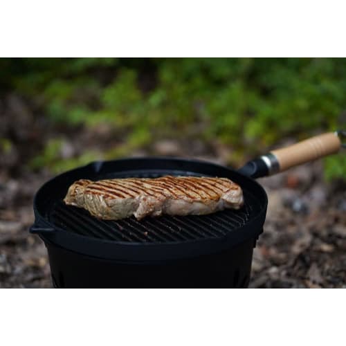 Ikenaga Iron Works Grill Pan with Wooden Handle, Induction and Gas Compatible, 26cm