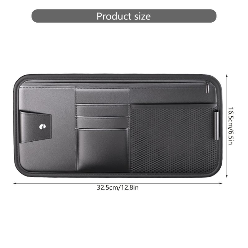 Auto-Sonnenblende Organizer mit mehreren Netztaschen Sonnenbrillen- & Kartenaufbewahrung Fahrzeug-Sonnenblendenetui Tasche PU-Leder Geldbörse