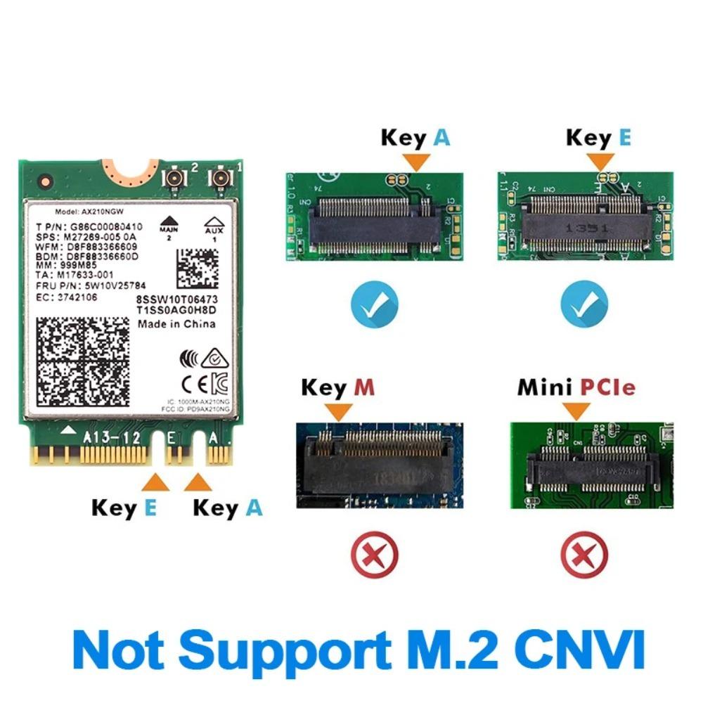 AX210 WiFi6E M.2 NGFF Wireless Network Adapter BT5.3 Tri‑Band 2.4G/5G/6G 5374Mbps 802.11ax For Laptop Desktop PC Win10/11