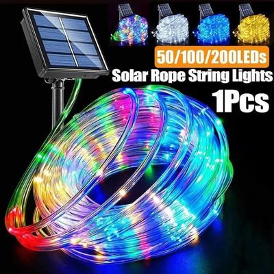 Outdoor Solar Rohr Seil Led Licht Garten Weihnachten Dekoration 22m/12m Weihnachten Hochzeit Girlande Wasserdicht String licht Fee Streifen