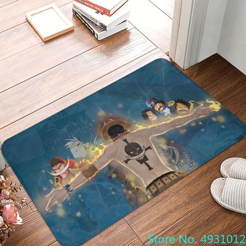 3D Cartoon Carpet  Straw Hat Team One Piece Ace Anime Print Living Room Bedroom Decoration Rug Children Anti Slip Crawling Mat 40cmx60cm
