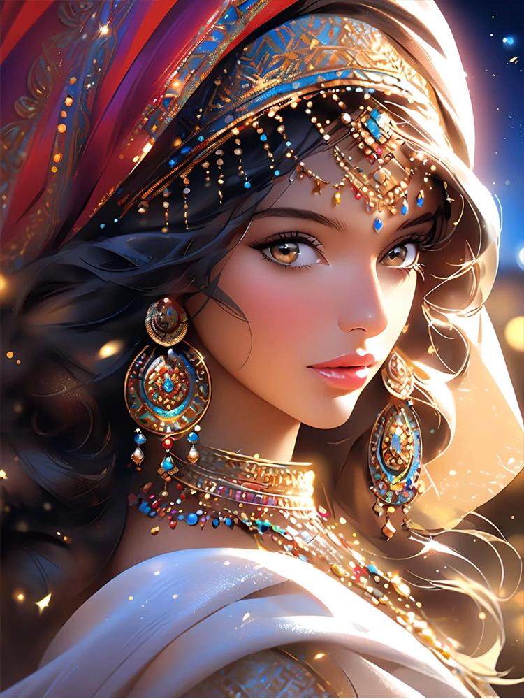 

Новинка 2024 года, алмазная картина, ближневосточная женщина, полная квадратная вышивка крестом, экзотический портрет, мозаика, ручная работа, домашний декор Full Round 20x30CM