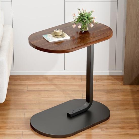 Mesa Lateral em Forma de C Sala de Estar Quarto Canto do Escritório Estrutura de Metal Mesa de Centro Mesa de Cabeceira Moderna Mesa Lateral Oval para Sofá Sofá Espaço Pequeno