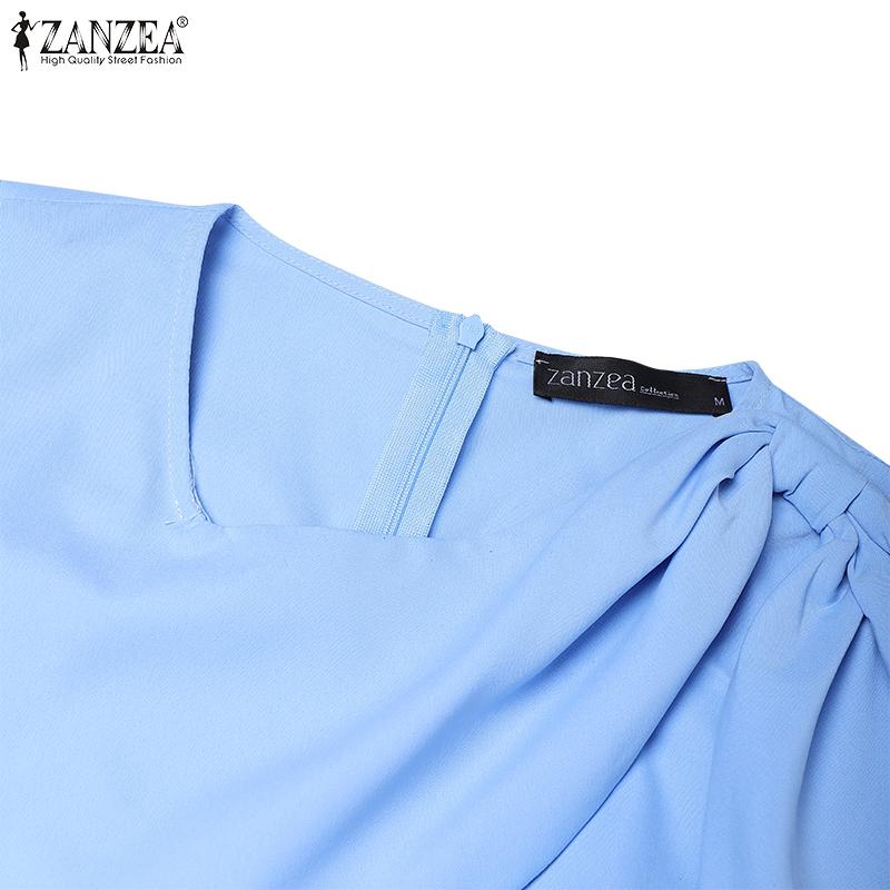 ZANZEA Women Summer V-Neck Casual Short Sleeve Long Dress