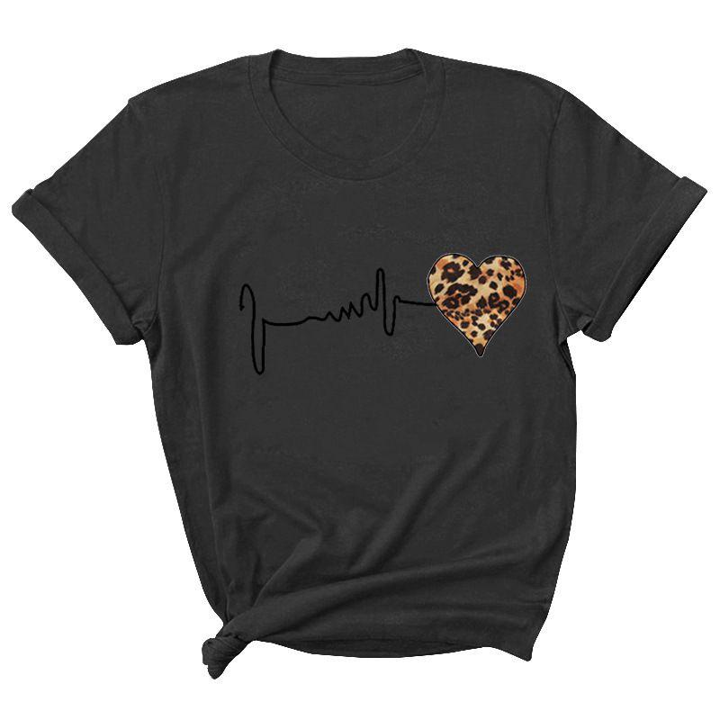 Heart Print Women's Summer Short Sleeve Casual Blouse With Soft Material Comfort