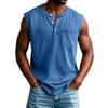 Men's Summer Solid Color Pocket Sports Buttons Vest Men's Sports Casual Vest