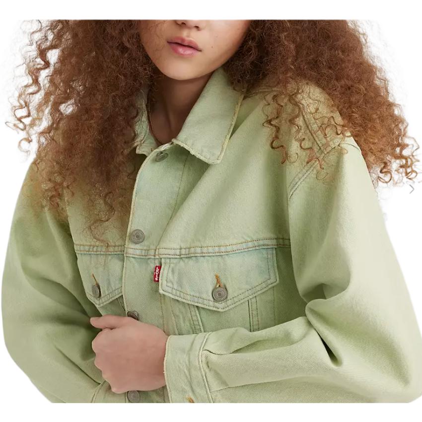 Levis Casual Solid Color Button-Down Collar Jacket Women Jacket Green A1743-0025