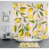 Red Strawberry Shower Curtain for Bathroom Nature Fruit and White Floral Green Leaf Plant Bathroom Shower Curtains with Hooks, Spring Country