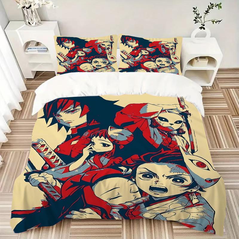 3pcs The Demon Slayer's Unlikely Heroes Print Cover Set Ultra Soft, Breathable, and Comfortable Bedding with Stylish Design for Bedroom and Guest