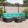 Garden Sofa Set with Cushions 7 pcs Black Poly Rattan