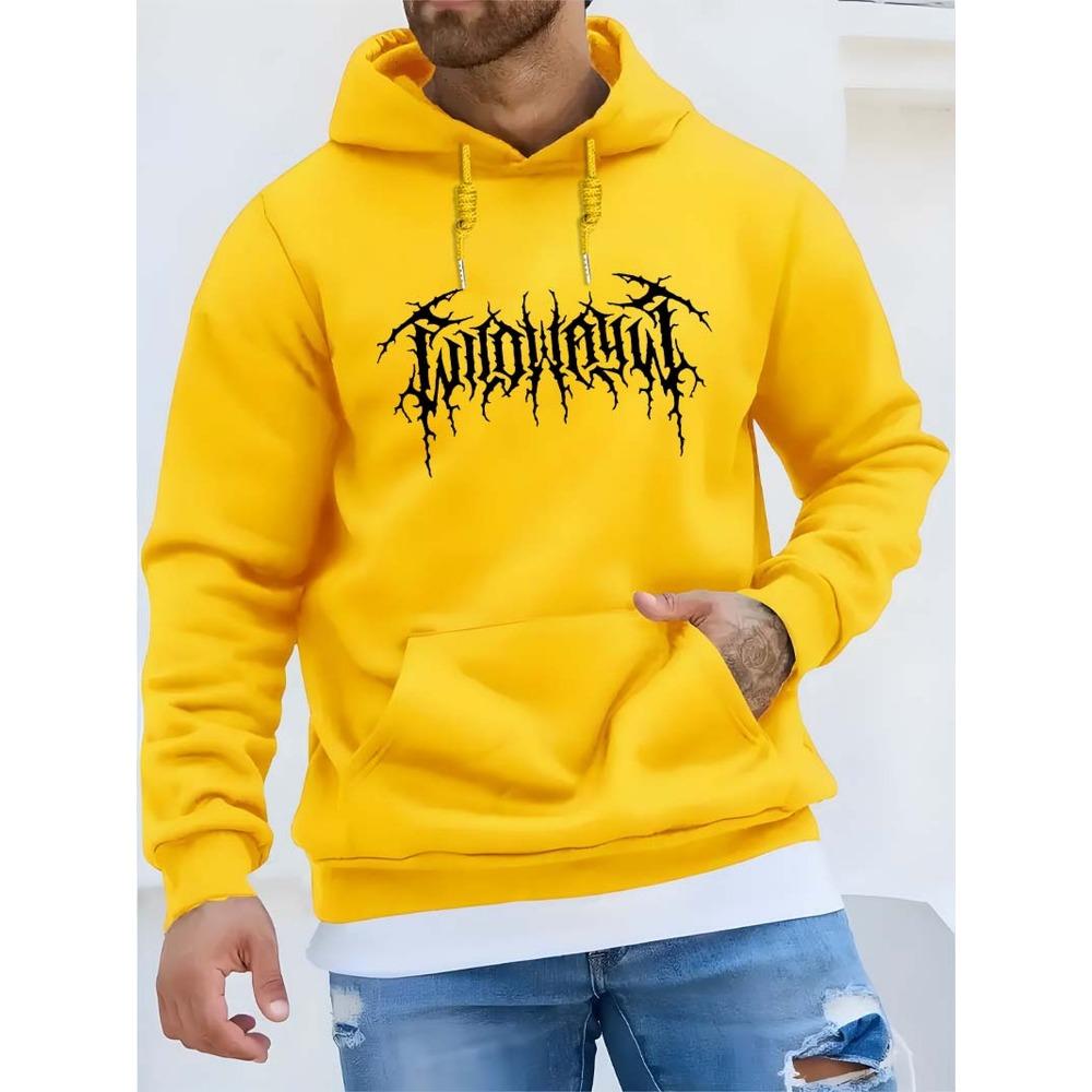 Men's Hooded Sweatshirt with Loose Winter Warmth, Kangaroo Pocket, Long Sleeved Casual Sportswear, Suitable for Cold Weather