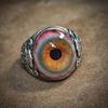 Eye Ring Adjustable Opening Talisman Ring with Surreal Brown Iris Design Lifelike Blood-Red Eyeball Retro Finger Ring