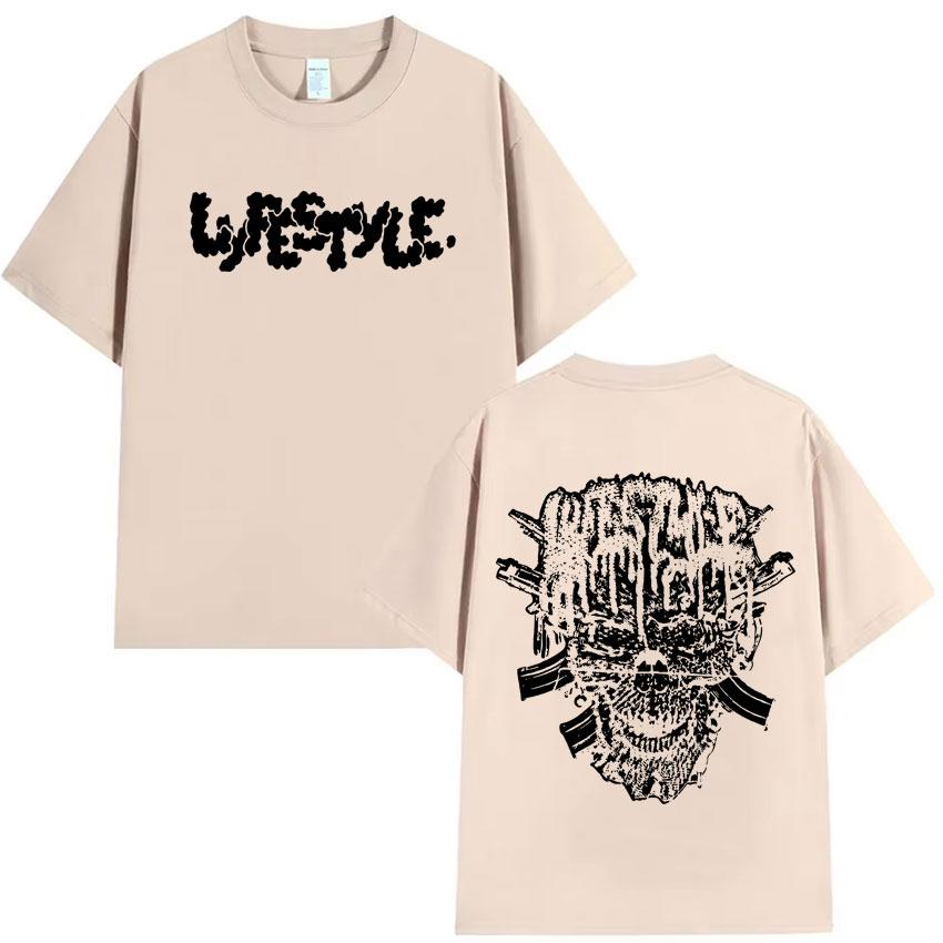 Rapper Yeat Lyfestyle Totenkopf Grafiken Album T-Shirt Herrenkleidung Lässig Baumwolle Kurzarm Sommer Übergröße Streetwear T-Shirts