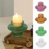 Set of 6 Double Use Striped Glass Candlestick Flower Vases for Elegant Decoration Glass Candlestick Holder Homes Accent