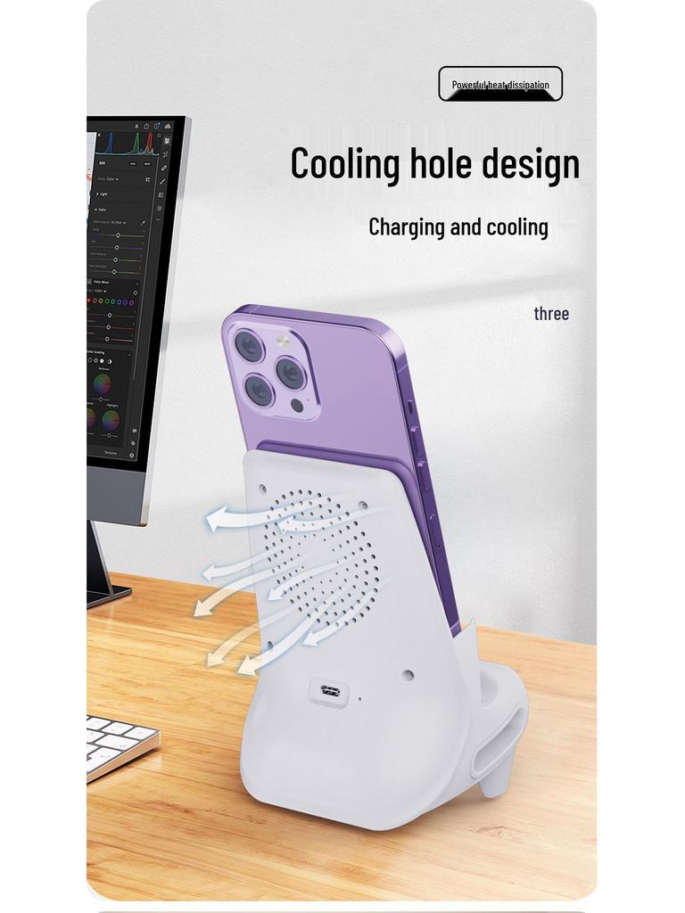 15W Fast Charging Wireless Desktop Stand with Speaker