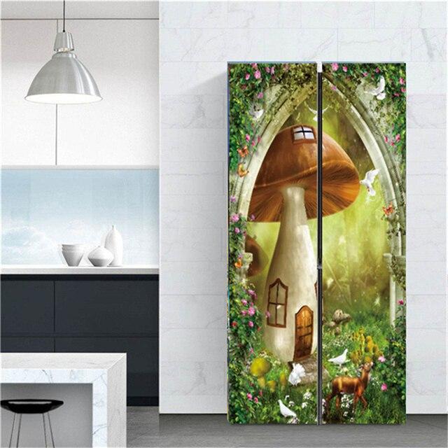 

Милые мультяшные животные обои на холодильник, водостойкие виниловые украшения для детской комнаты, настенные наклейки, индивидуальный размер, клейкий плакат, домашний декор 60x180cm