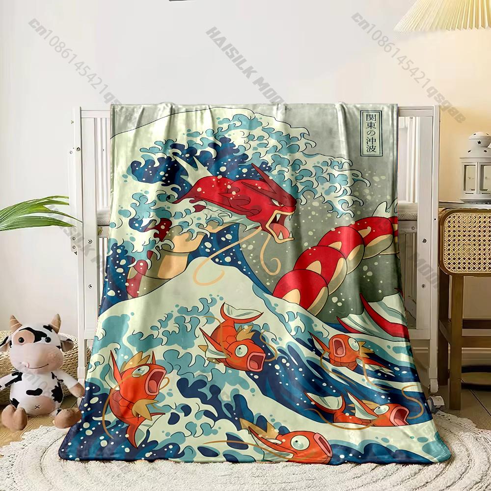 Best Seller! Classic Japanese Anime Pokemon Card Retro Charizard Print Blanket Home Travel Blanket Sofa Bedding Cover Blanket