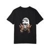 White T Shirt with Glorious Genius Mask and Tattooed Hands Print for Casual Streetwear Style