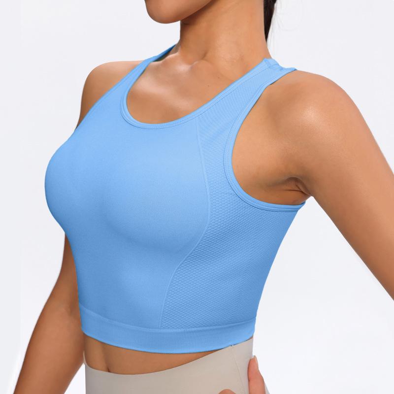 Women's Halterneck Sports Bra - Seamless Summer Yoga Vest Top for Running and Fitness