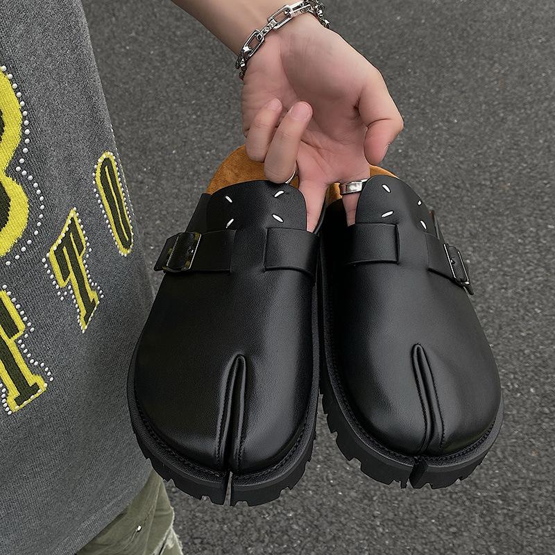 Neues Herrenprodukt Tabi Hausschuhe Korkleder Personalisierbares Zehenteil-Design Strandschuhe Schwarz Birken Slip-in Outdoor Müller Schuhe