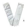 1Pair Children Long Gloves Princess Dance Performance Stage Gloves Satin Sequins Bow Glove Solid Full Finger Mittens Accessories