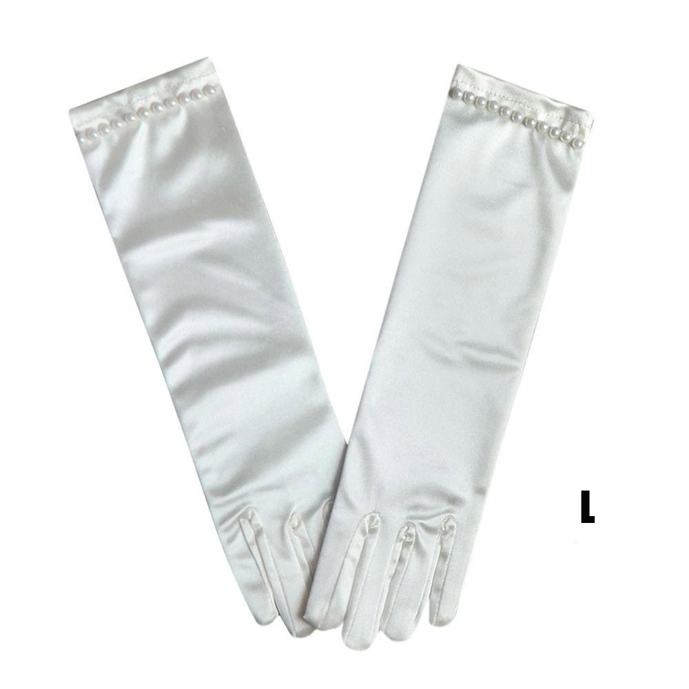 1Pair Children Long Gloves Princess Dance Performance Stage Gloves Satin Sequins Bow Glove Solid Full Finger Mittens Accessories