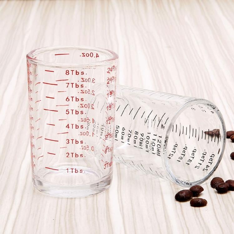 Multipurpose Heat Resistant Glass Jigger Multifunctional Glass Measuring Cup with 120ml Capacity for Cooking and Baking