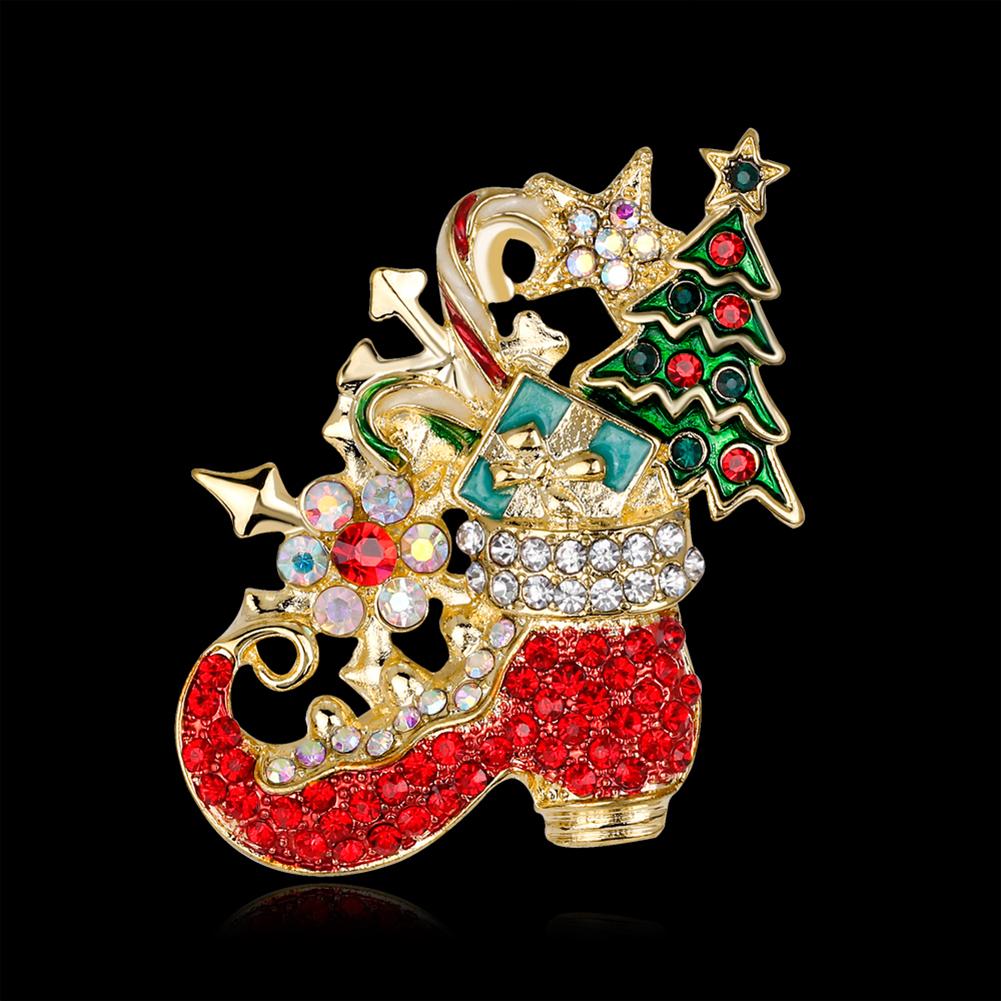 Women Delicate Christmas Style Diamond Shoes Brooch Perfect Wear Decoration