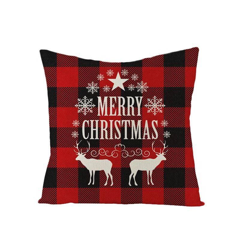 Christmas Linen Pillowcase Home Holiday Decoration Gift Pillow Cushion Cover