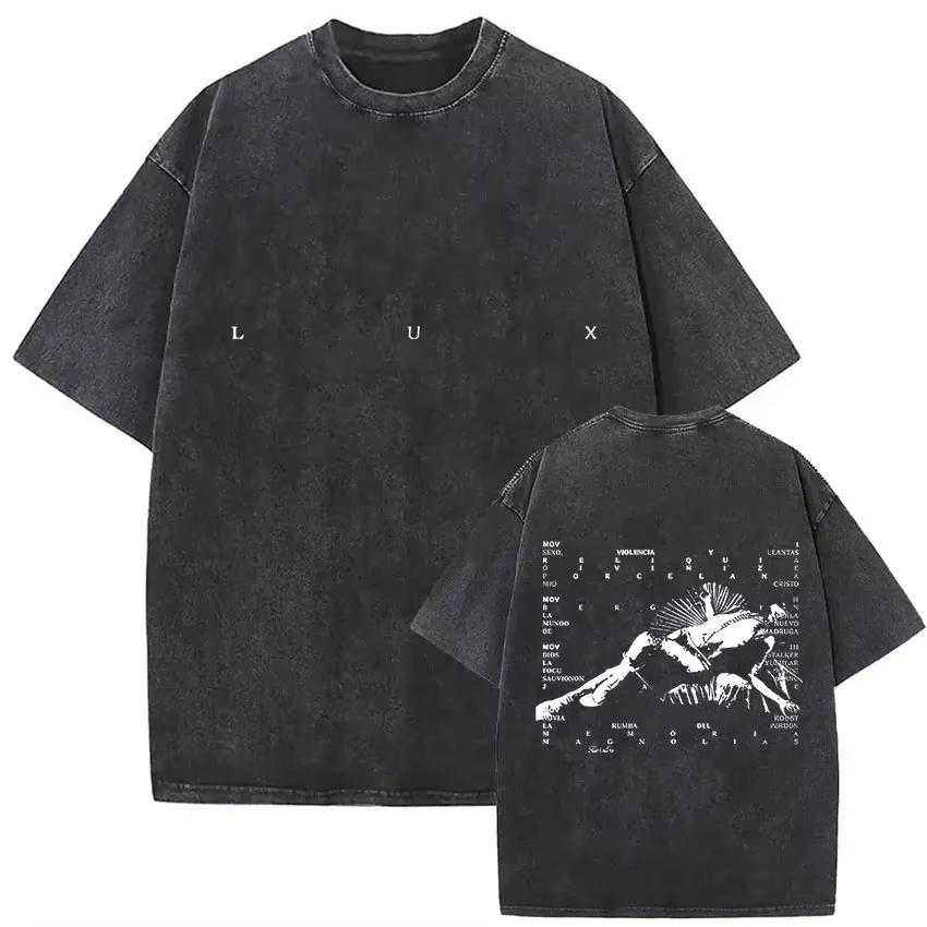 Vente Chaude Rosalia Lux Nouvel Album Impression Affiche T-shirt Hommes Femmes Vintage Coton Lavé Coupe Ample Décontracté Surdimensionné Streetwear Mode Harajuku Été Nouveau Tee