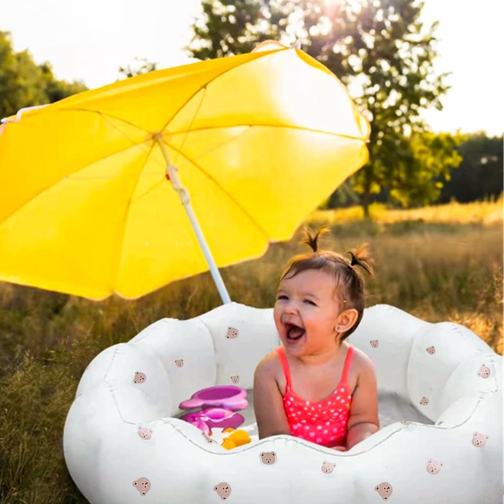 Pool for Vinyl Round Baby Cushioned Sturdy Safe and Secure Water with Air Cushioned for Indoor Garden Beach Outdoor Water Small 90 X 25 Cm Kids, Pool,