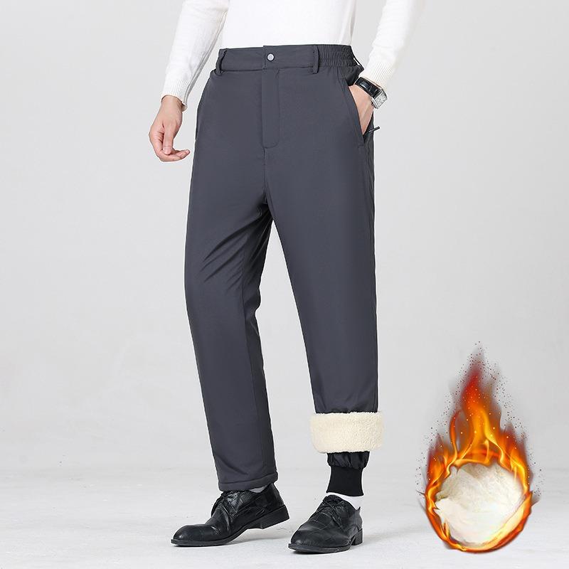 Winter New Men's Sports Casual Fleece-lined Straight Leg Pants