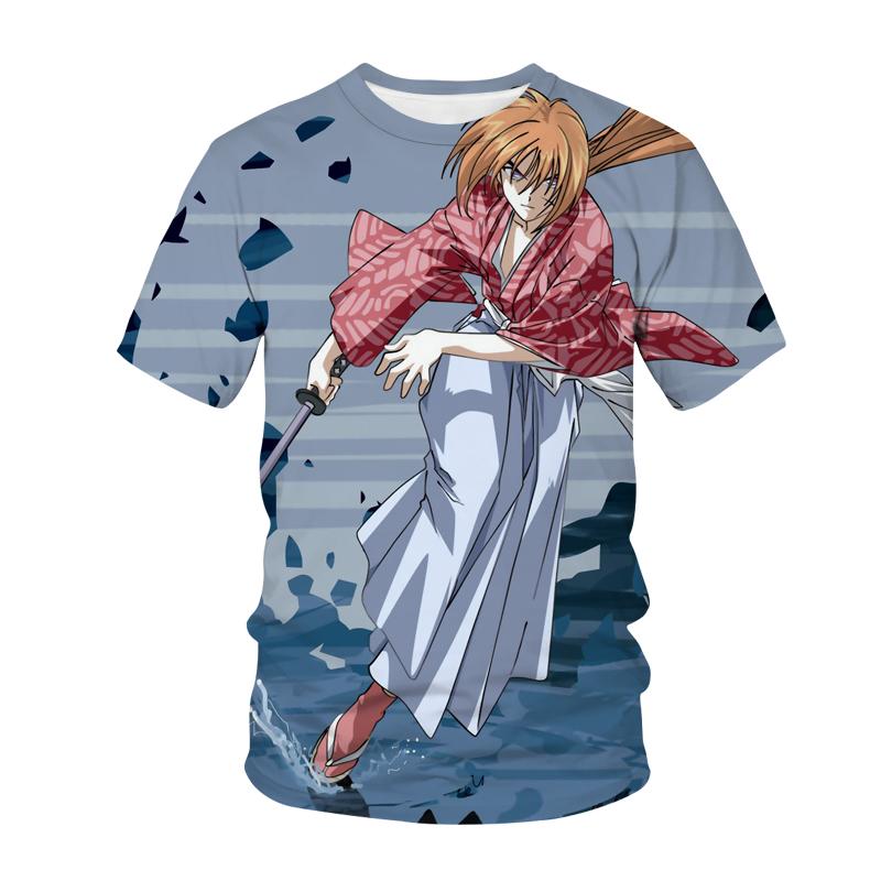 New Rurouni Kenshin T-Shirt Anime 3D Print Streetwear Japanese Samurai Fashion Oversized T Shirt Men Women Harajuku Tops Clothes