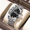 2026 New Arrival Men's Quartz Watch, Stainless Steel Silver Blue Green Black Dial Waterproof Luminous Dual Calendar Business Wristwatch