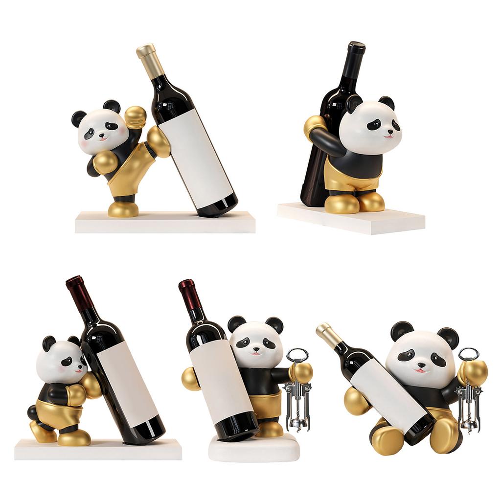 Handcraft Panda Wine Rack Sculpture For Displaying In Cabinets On Counter top for Inside Cabinet Wine Storage
