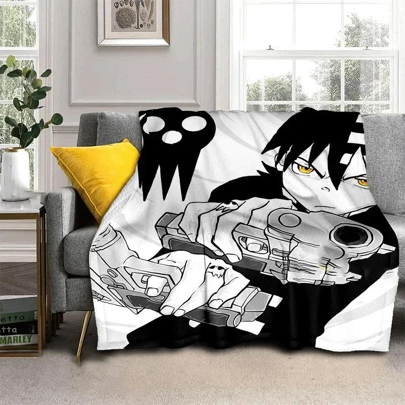 Anime Soul Eater Throw Blanket Soft Cozy Flannel Blanket for Sofa Bed Office Travel Camping Home Decor Gift