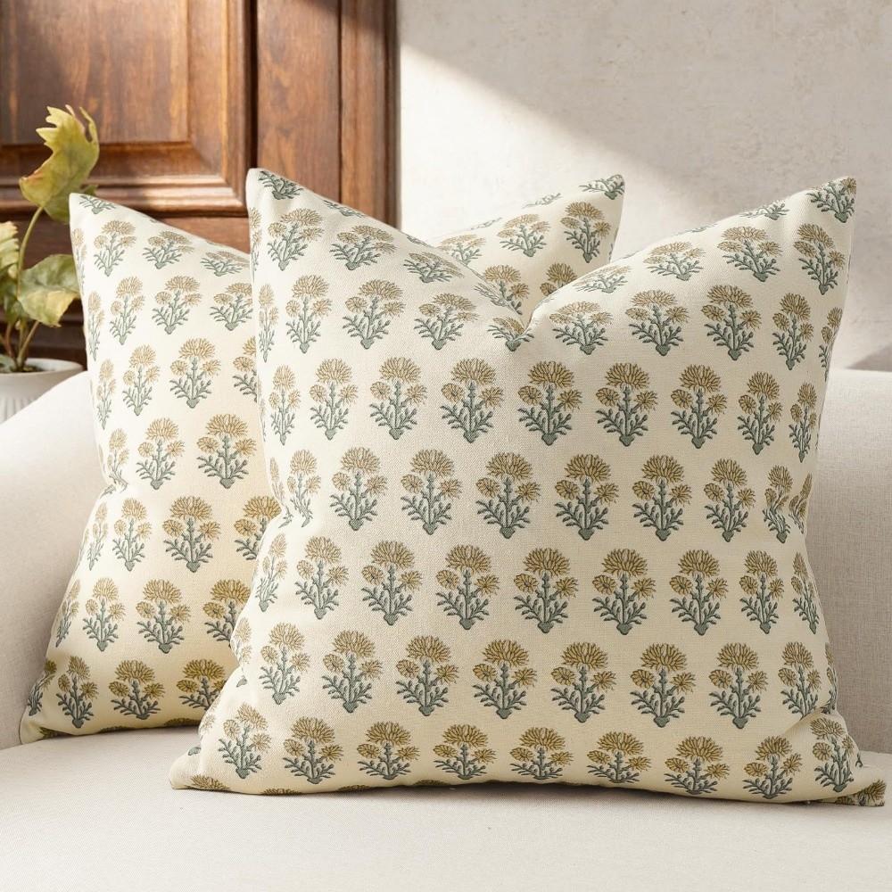 

Vintage Style Decorative Pillowcase 18x18in Sofa Pillow Cases Throw Pillow Cover Farmhouse Decor Pattern A-A