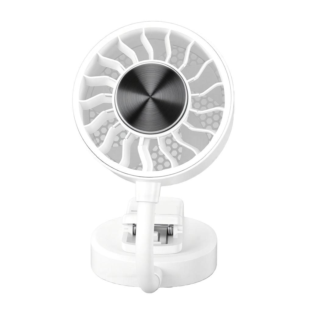 Magnetic Phone Clip Fan Portable USB Rechargeable Handheld Personal Fan with Cooling Pad Adjustable Gooseneck White
