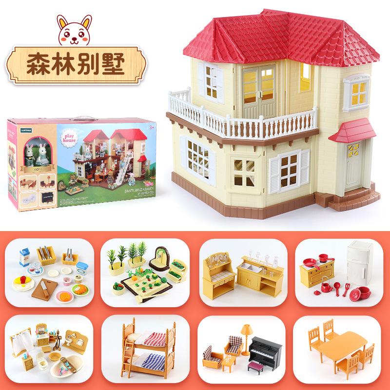 Non-Toxic Forest Animal 1/12 Dollhouse Furniture Bedroom Kitchen Bathroom Set Miniature Simulation Dolls Accessories Diy Toys Children