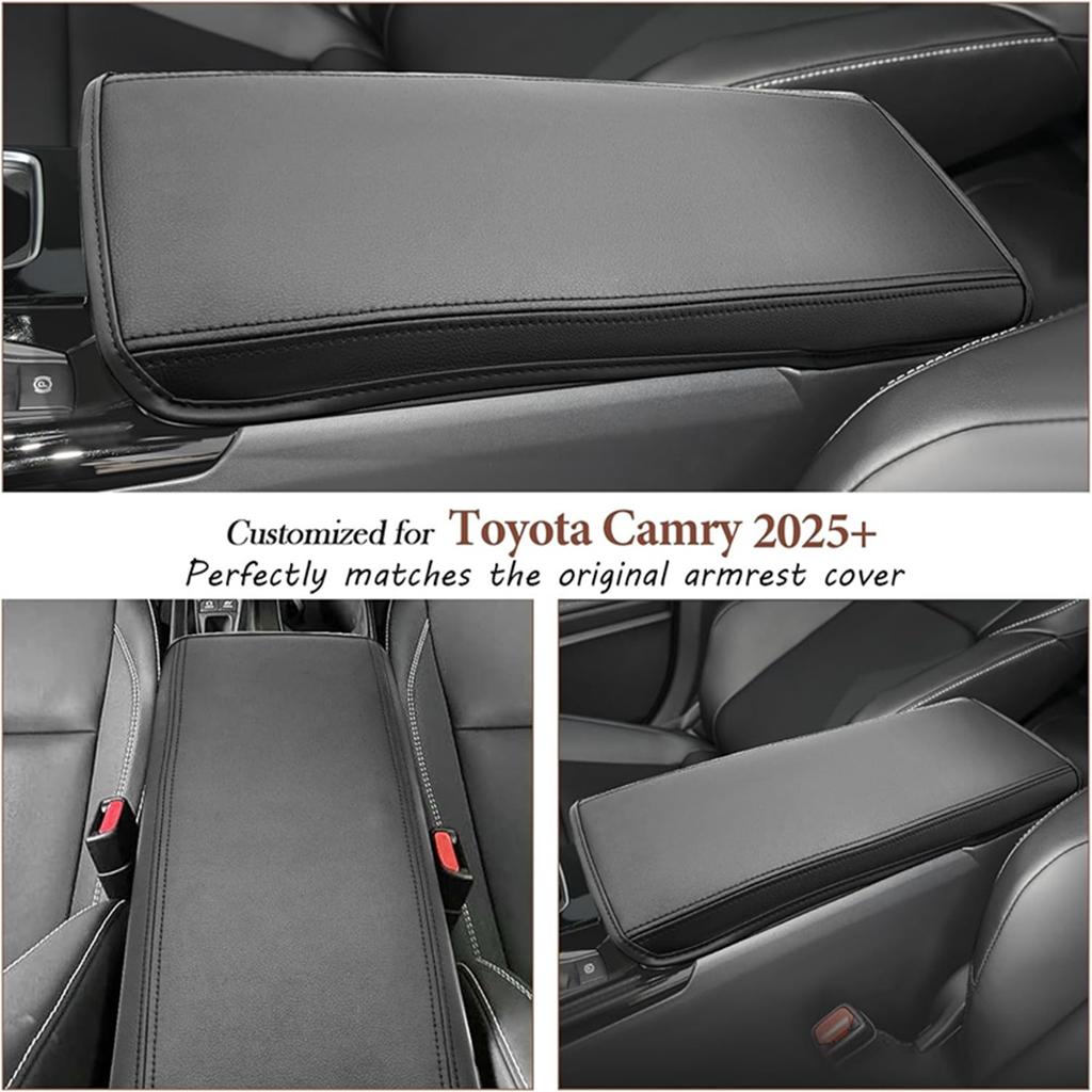 Car Center Console Armrest Storage Box Leather Cover Pad Black PU Leather Protection US Version For Toyota For Camry 2025 2026